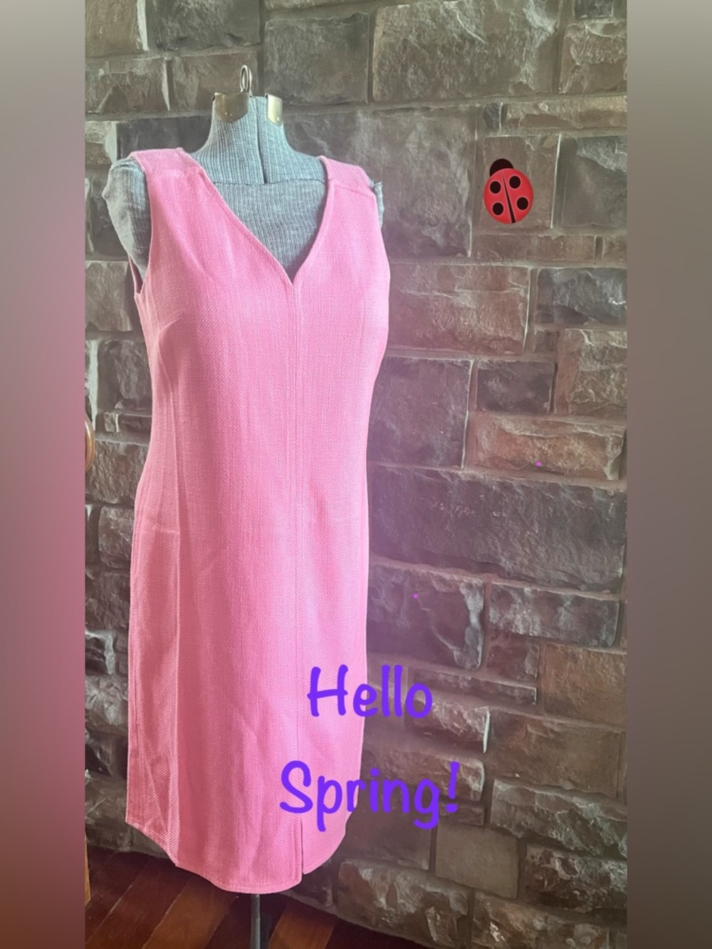 Talbots Sleeveless Pink V-Neck Shift Dress 12